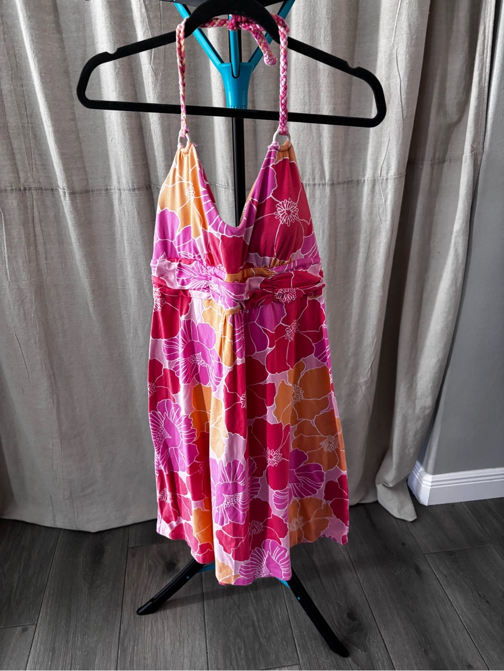 Tommy Bahama Y2K Pink and Orange Floral halter dress